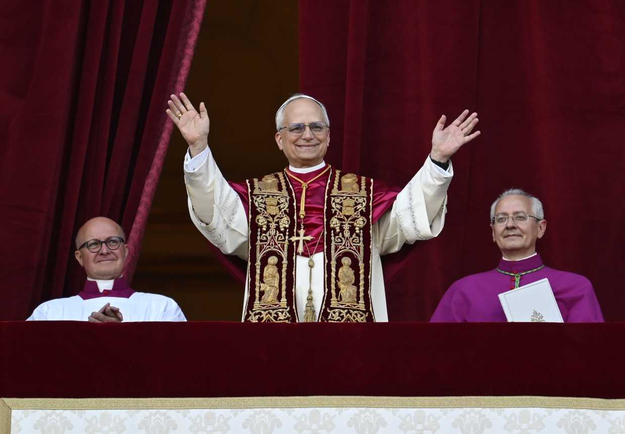 Pope Leo XIV waves to the crowd